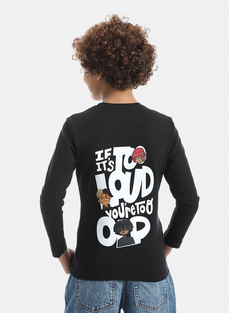 Andora Boys Printed Long-Sleeve Shirt_Black - Image 3